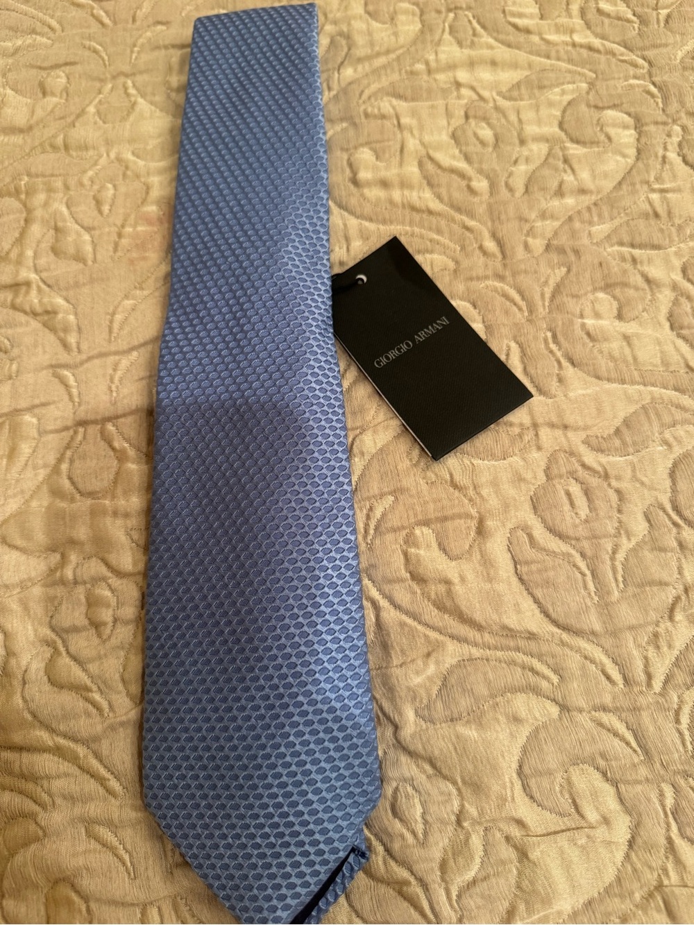 Giorgio Armani Light Blue Honeycomb Silk Tie